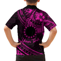 Kia Orana Cook Islands Kid Hawaiian Shirt Circle Stars With Floral Pink Pattern LT01 - Polynesian Pride