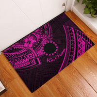 Kia Orana Cook Islands Rubber Doormat Circle Stars With Floral Pink Pattern LT01 Pink - Polynesian Pride