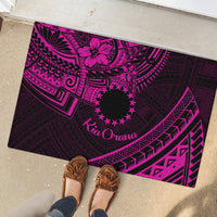 Kia Orana Cook Islands Rubber Doormat Circle Stars With Floral Pink Pattern LT01 - Polynesian Pride
