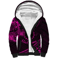 Kia Orana Cook Islands Sherpa Hoodie Circle Stars With Floral Pink Pattern LT01 Unisex Pink - Polynesian Pride