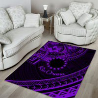 Kia Orana Cook Islands Area Rug Circle Stars With Floral Purple Pattern LT01 - Polynesian Pride