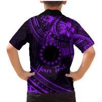 Kia Orana Cook Islands Family Matching Mermaid Dress and Hawaiian Shirt Circle Stars With Floral Purple Pattern LT01 - Polynesian Pride