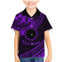 Kia Orana Cook Islands Family Matching Mermaid Dress and Hawaiian Shirt Circle Stars With Floral Purple Pattern LT01 Son's Shirt Purple - Polynesian Pride