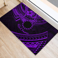 Kia Orana Cook Islands Rubber Doormat Circle Stars With Floral Purple Pattern LT01 - Polynesian Pride