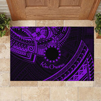 Kia Orana Cook Islands Rubber Doormat Circle Stars With Floral Purple Pattern LT01 - Polynesian Pride