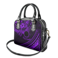Kia Orana Cook Islands Shoulder Handbag Circle Stars With Floral Purple Pattern LT01 - Polynesian Pride