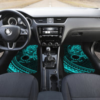 Kia Orana Cook Islands Car Mats Circle Stars With Floral Turquoise Pattern LT01 - Polynesian Pride