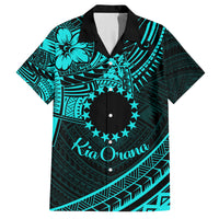 Kia Orana Cook Islands Family Matching Tank Maxi Dress and Hawaiian Shirt Circle Stars With Floral Turquoise Pattern LT01 Dad's Shirt - Short Sleeve Turquoise - Polynesian Pride