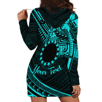 Kia Orana Cook Islands Hoodie Dress Circle Stars With Floral Turquoise Pattern LT01 - Polynesian Pride