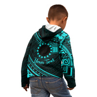 Kia Orana Cook Islands Kid Hoodie Circle Stars With Floral Turquoise Pattern LT01 - Polynesian Pride