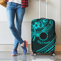 Kia Orana Cook Islands Luggage Cover Circle Stars With Floral Turquoise Pattern LT01 - Polynesian Pride