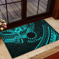 Kia Orana Cook Islands Rubber Doormat Circle Stars With Floral Turquoise Pattern LT01 - Polynesian Pride