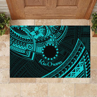 Kia Orana Cook Islands Rubber Doormat Circle Stars With Floral Turquoise Pattern LT01 - Polynesian Pride