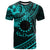 Kia Orana Cook Islands T Shirt Circle Stars With Floral Turquoise Pattern LT01 Turquoise - Polynesian Pride