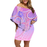 Polynesian Shark Valentine Family Matching Off Shoulder Short Dress and Hawaiian Shirt Sweet Unique Version LT01 Mom's Dress Pink - Polynesian Pride