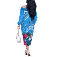Yap Day Off The Shoulder Long Sleeve Dress Nam nu Waqab Tropical Flower LT01 - Polynesian Pride