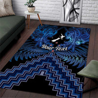 Personalised Aotearoa Matariki Area Rug Blue Fern Maori Poutama