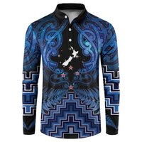 Personalised Aotearoa Matariki Button Sweatshirt Blue Fern Maori Poutama