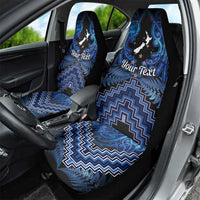 Personalised Aotearoa Matariki Car Seat Cover Blue Fern Maori Poutama