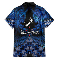 Personalised Aotearoa Matariki Family Matching Puletasi and Hawaiian Shirt Blue Fern Maori Poutama