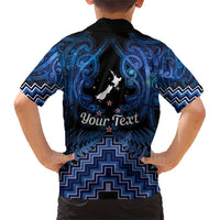 Personalised Aotearoa Matariki Family Matching Short Sleeve Bodycon Dress and Hawaiian Shirt Blue Fern Maori Poutama