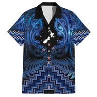 Personalised Aotearoa Matariki Family Matching Tank Maxi Dress and Hawaiian Shirt Blue Fern Maori Poutama