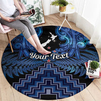 Personalised Aotearoa Matariki Round Carpet Blue Fern Maori Poutama LT01 - Polynesian Pride