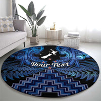 Personalised Aotearoa Matariki Round Carpet Blue Fern Maori Poutama LT01 - Polynesian Pride