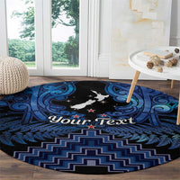 Personalised Aotearoa Matariki Round Carpet Blue Fern Maori Poutama LT01 - Polynesian Pride