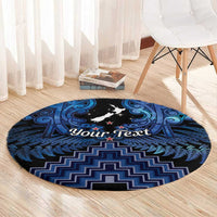 Personalised Aotearoa Matariki Round Carpet Blue Fern Maori Poutama LT01 - Polynesian Pride