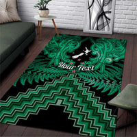 Personalised Aotearoa Matariki Area Rug Green Fern Maori Poutama
