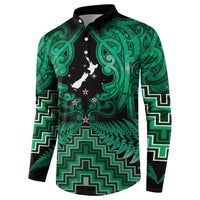 Personalised Aotearoa Matariki Button Sweatshirt Green Fern Maori Poutama