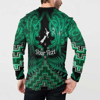 Personalised Aotearoa Matariki Button Sweatshirt Green Fern Maori Poutama