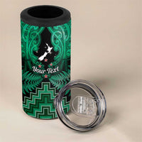 Personalised Aotearoa Matariki 4 in 1 Can Cooler Tumbler Green Fern Maori Poutama