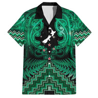 Personalised Aotearoa Matariki Family Matching Short Sleeve Bodycon Dress and Hawaiian Shirt Green Fern Maori Poutama