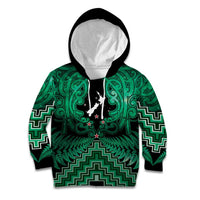 Personalised Aotearoa Matariki Kid Hoodie Green Fern Maori Poutama