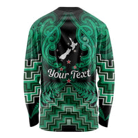 Personalised Aotearoa Matariki Long Sleeve Shirt Green Fern Maori Poutama