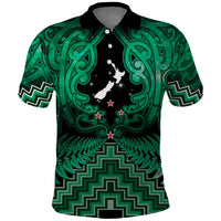 Personalised Aotearoa Matariki Polo Shirt Green Fern Maori Poutama