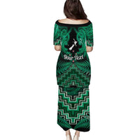 Personalised Aotearoa Matariki Puletasi Green Fern Maori Poutama