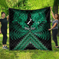 Personalised Aotearoa Matariki Quilt Green Fern Maori Poutama
