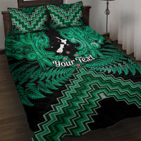 Personalised Aotearoa Matariki Quilt Bed Set Green Fern Maori Poutama