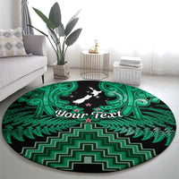 Personalised Aotearoa Matariki Round Carpet Green Fern Maori Poutama LT01 - Polynesian Pride
