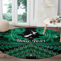 Personalised Aotearoa Matariki Round Carpet Green Fern Maori Poutama LT01 - Polynesian Pride