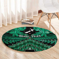 Personalised Aotearoa Matariki Round Carpet Green Fern Maori Poutama LT01 - Polynesian Pride