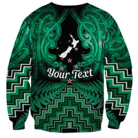 Personalised Aotearoa Matariki Sweatshirt Green Fern Maori Poutama