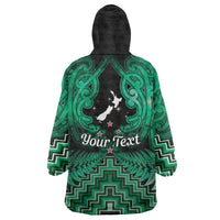 Personalised Aotearoa Matariki Wearable Blanket Hoodie Green Fern Maori Poutama