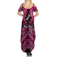 Personalised Aotearoa Matariki Family Matching Summer Maxi Dress and Hawaiian Shirt Pink Fern Maori Poutama