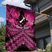 Personalised Aotearoa Matariki Garden Flag Pink Fern Maori Poutama
