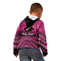 Personalised Aotearoa Matariki Kid Hoodie Pink Fern Maori Poutama