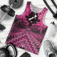 Personalised Aotearoa Matariki Men Tank Top Pink Fern Maori Poutama